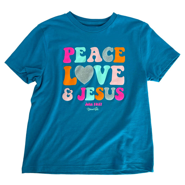 Blessed Girl Kids T-Shirt Peace Love Jesus
