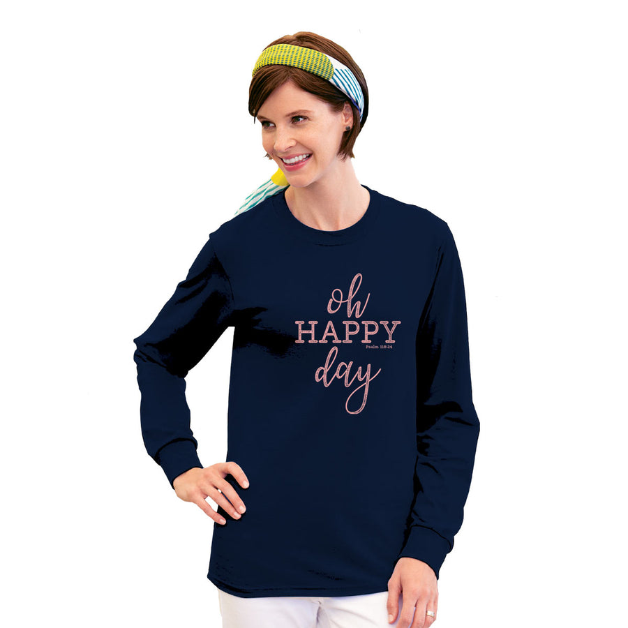 Blessed Girl Womens Long Sleeve T-Shirt Oh Happy Day