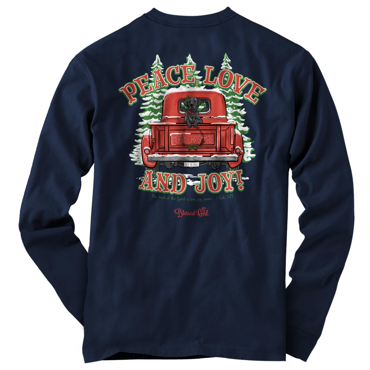 Blessed Girl Womens Long Sleeve T-Shirt Peace Love & Joy