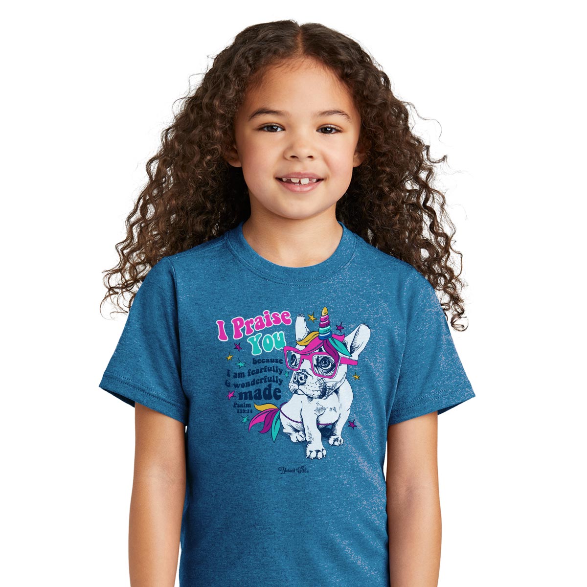 Blessed Girl Kids T-Shirt Praise Puppy