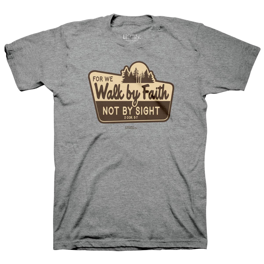Light Source Mens T-Shirt Walk By Faith Sign