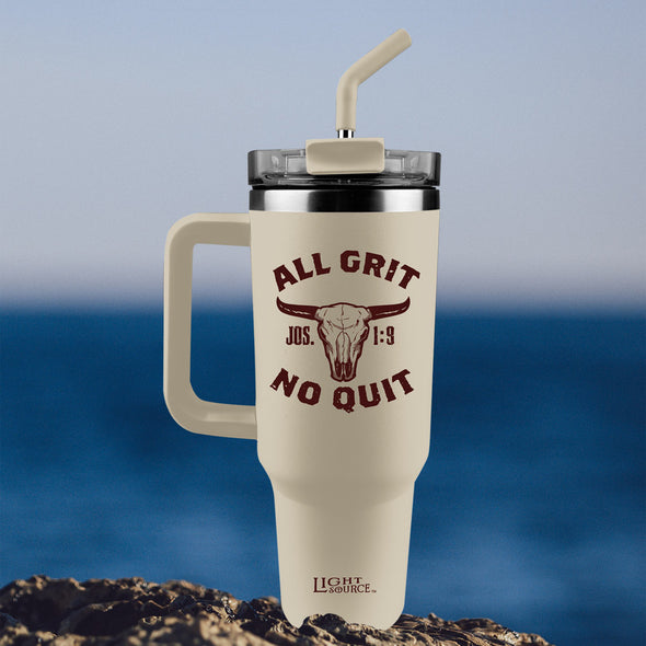 Light Source 40 oz Stainless Steel Mug With Straw All Grit No Quit