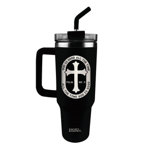 Light Source 40 oz Stainless Steel Mug With Straw God Is Good