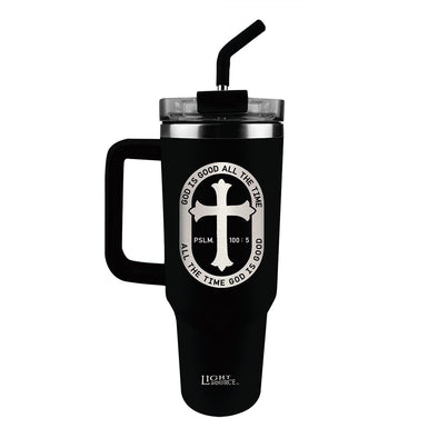 Light Source 40 oz Stainless Steel Mug With Straw God Is Good