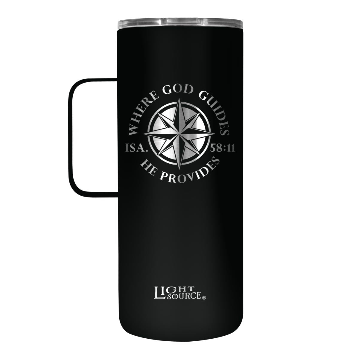Light Source 22 oz Stainless Steel Mug With Handle Where God Guides