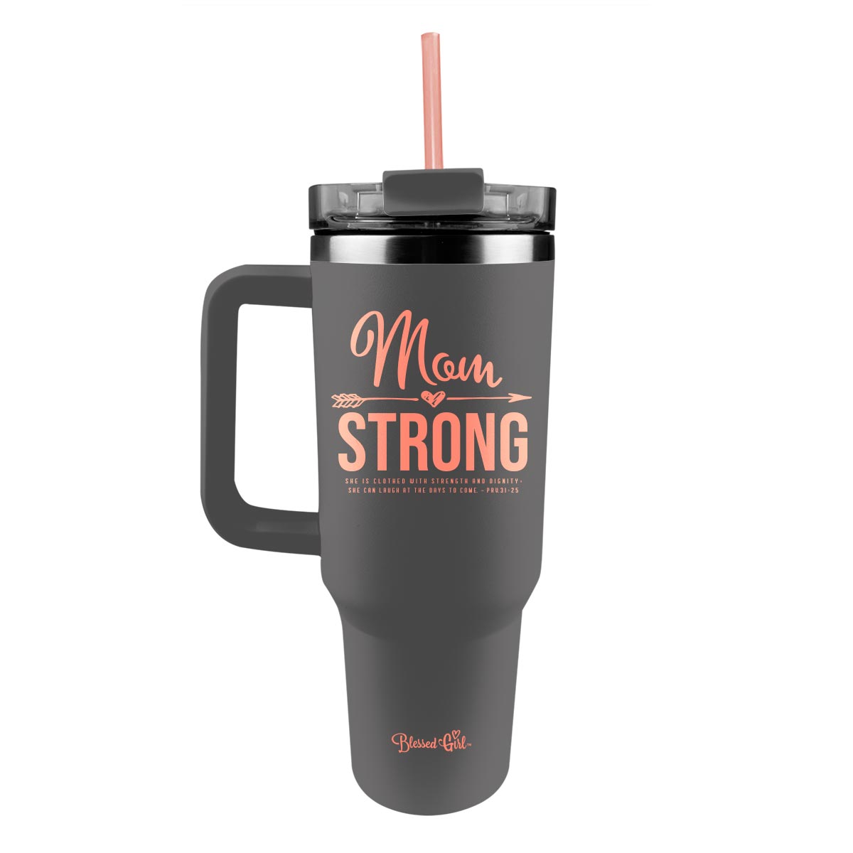Blessed Girl 40 oz Stainless Steel Mug With Straw Mom Strong