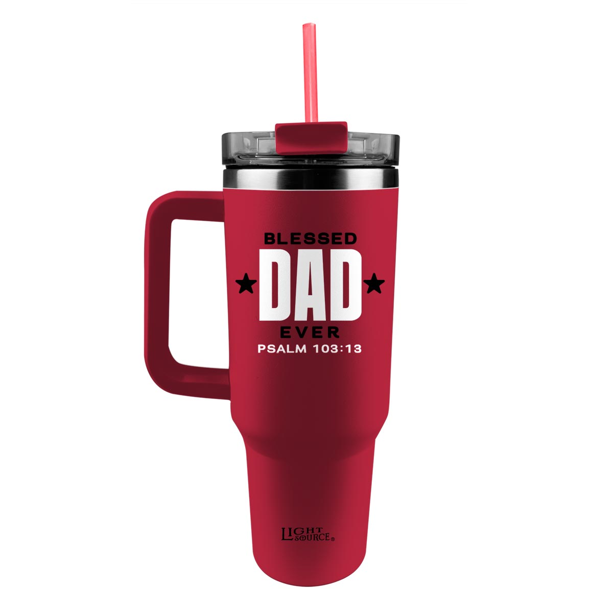 Light Source 40 oz Stainless Steel Mug With Straw Blessed Dad