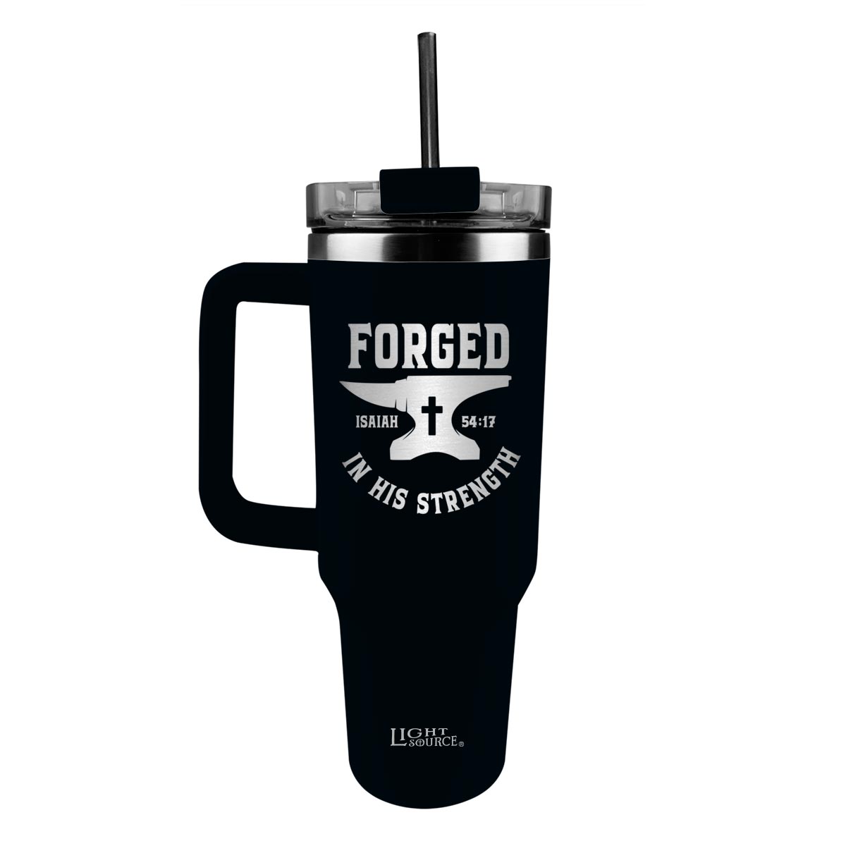 Light Source 40 oz Stainless Steel Mug With Straw Forged