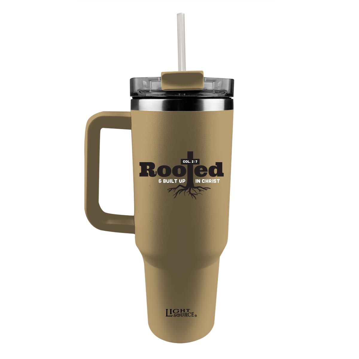 Light Source 40 oz Stainless Steel Mug With Straw Rooted