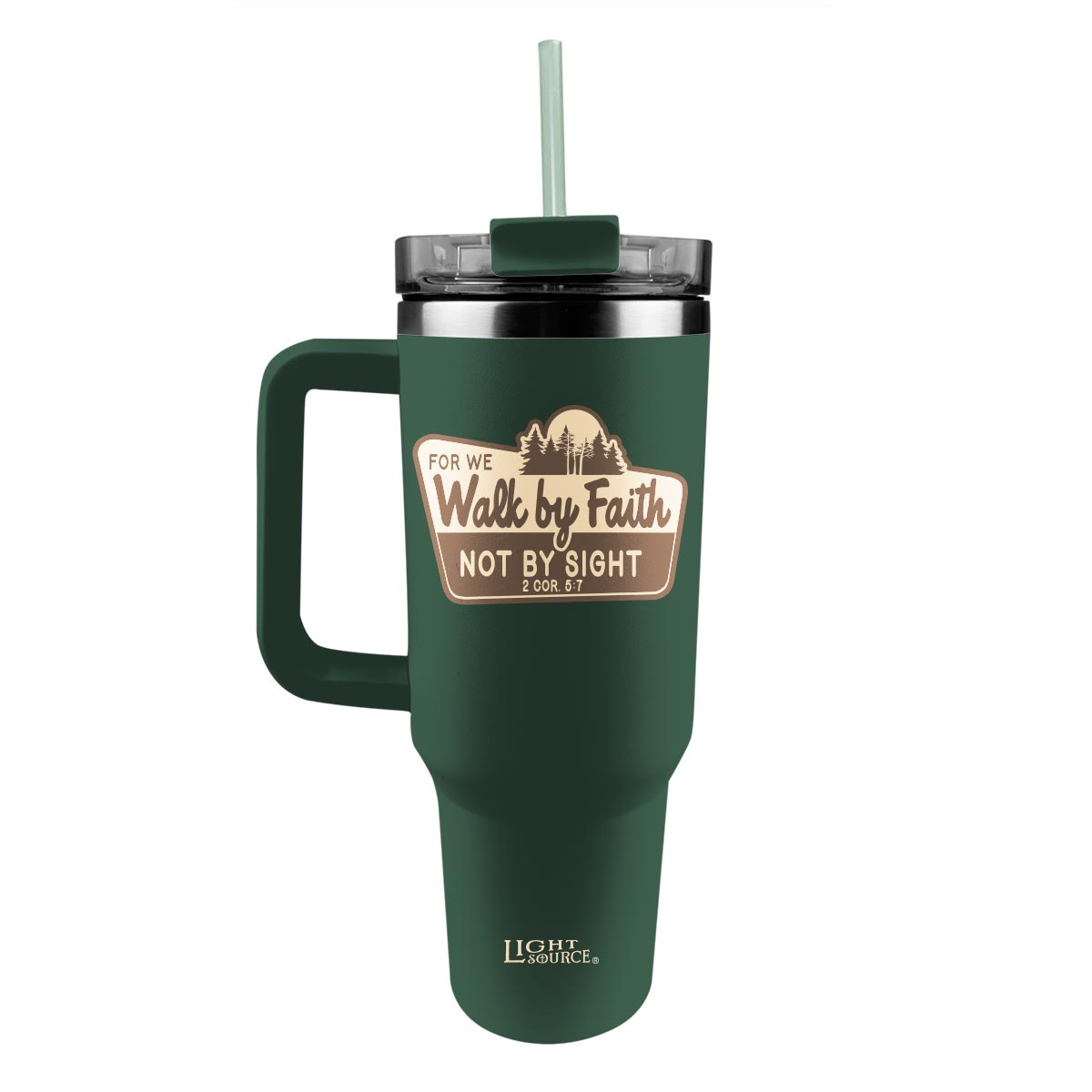 Light Source 40 oz Stainless Steel Mug With Straw Walk By Faith
